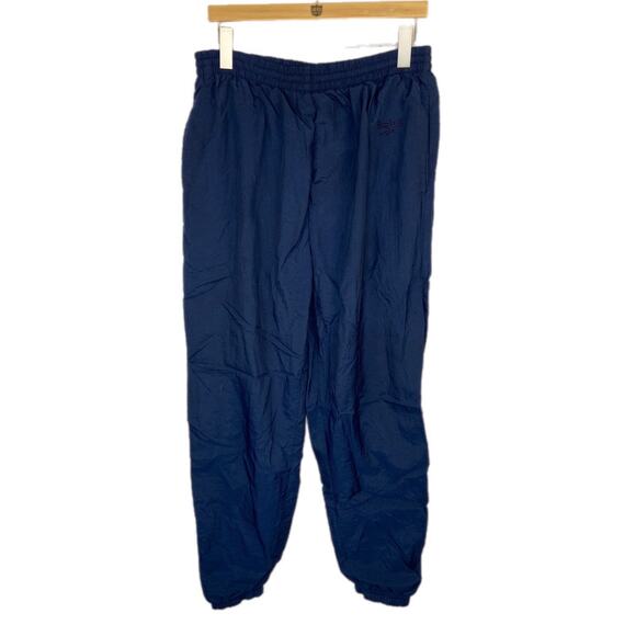 Vintage Reebok Blue Lined Nylon Windbreaker Track Pants - Men's L - Picture 1 of 9